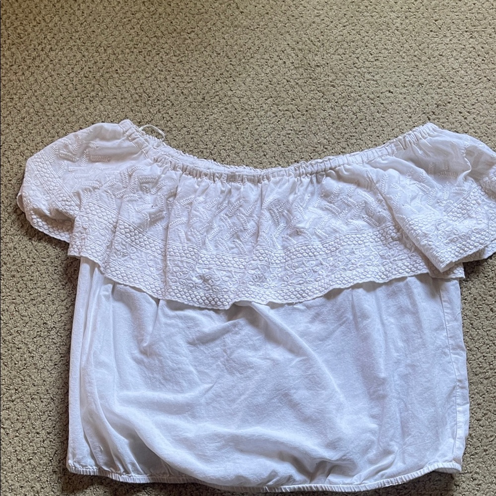 Lucky Brand White Off-Shoulder Blouse